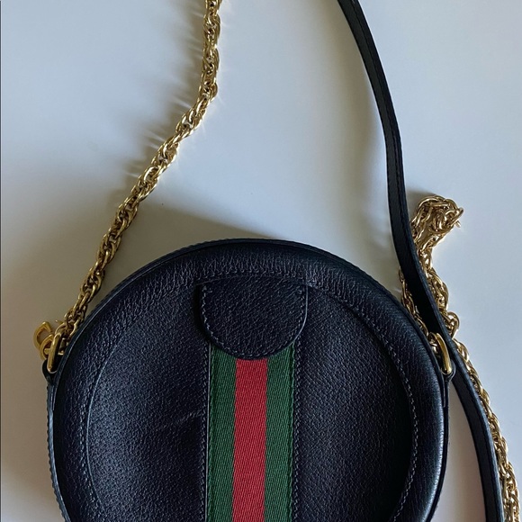 Gucci Black Leather & Web Round Ophidia Bag. Vintage - Picture 15 of 15